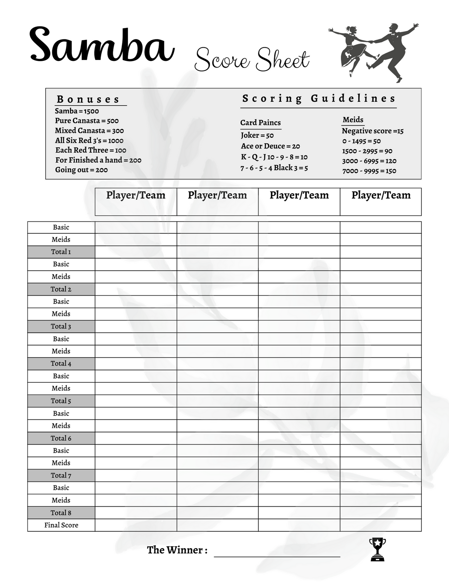 Samba Score Sheet