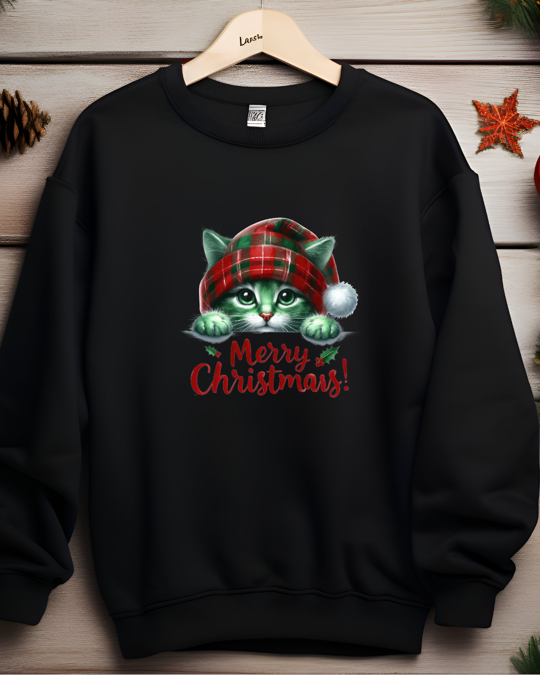 Merry Christmas Cute Green Cat Sweatshirt