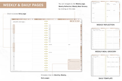 2025 Digital Monday Planner – Beige | Instant Download